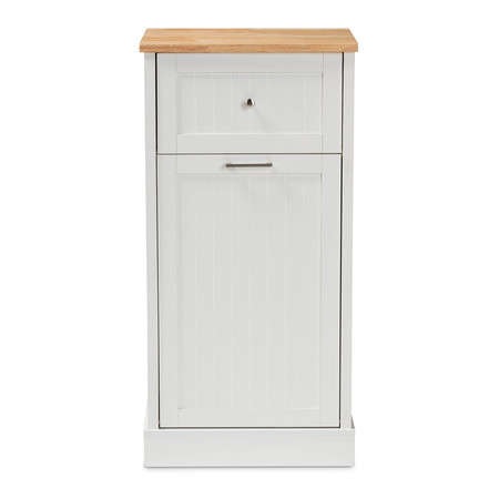 Baxton Studio Marcel White and Oak Brown Finished Kitchen Cabinet 147-8320